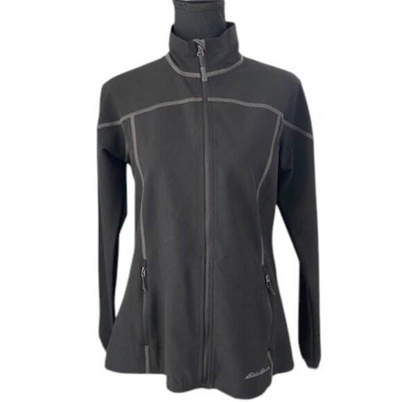 EDDIE BAUER Black Softshell Sandstone Windbreaker Jacket Coat XS - Picture 1 of 11